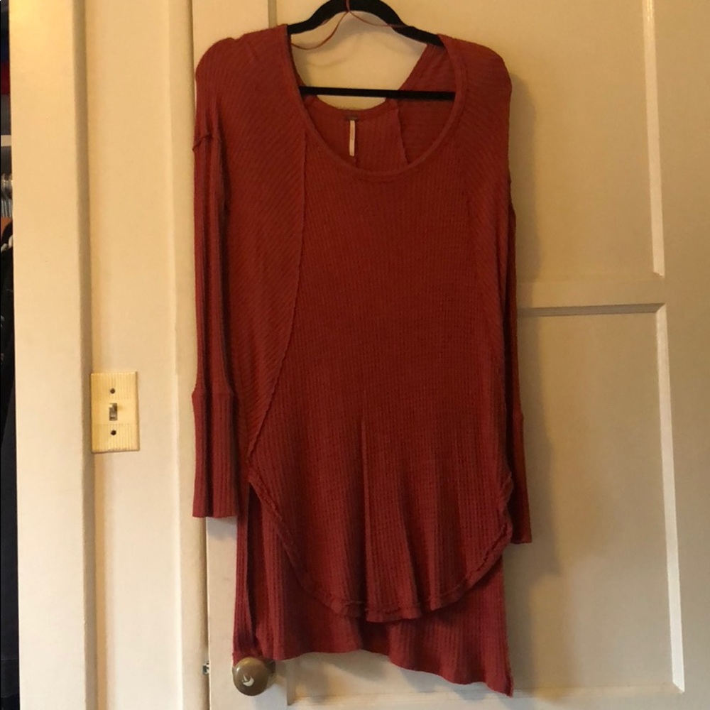 Free people orange thermal long sleeve shirt